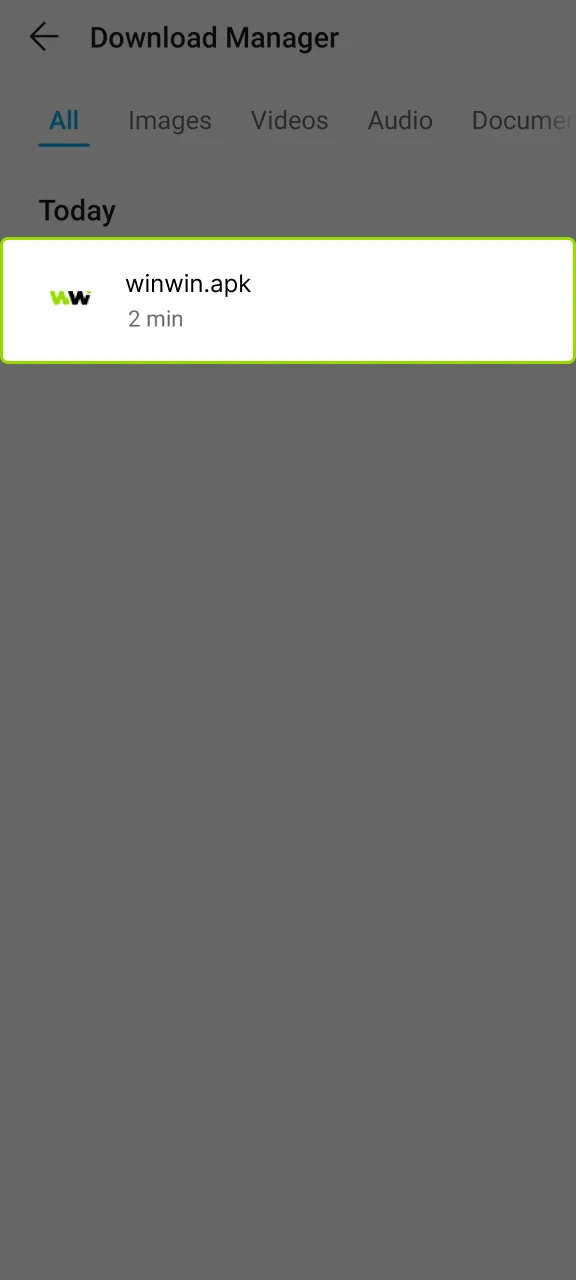 Open the downloaded WinWin APK file to install it.