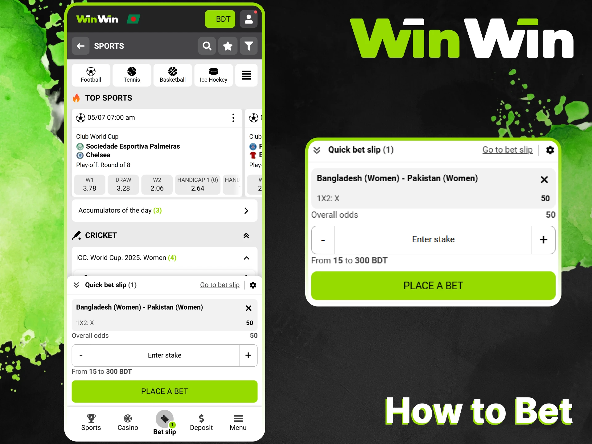 Learn how to bet on sports in the WinWin app.
