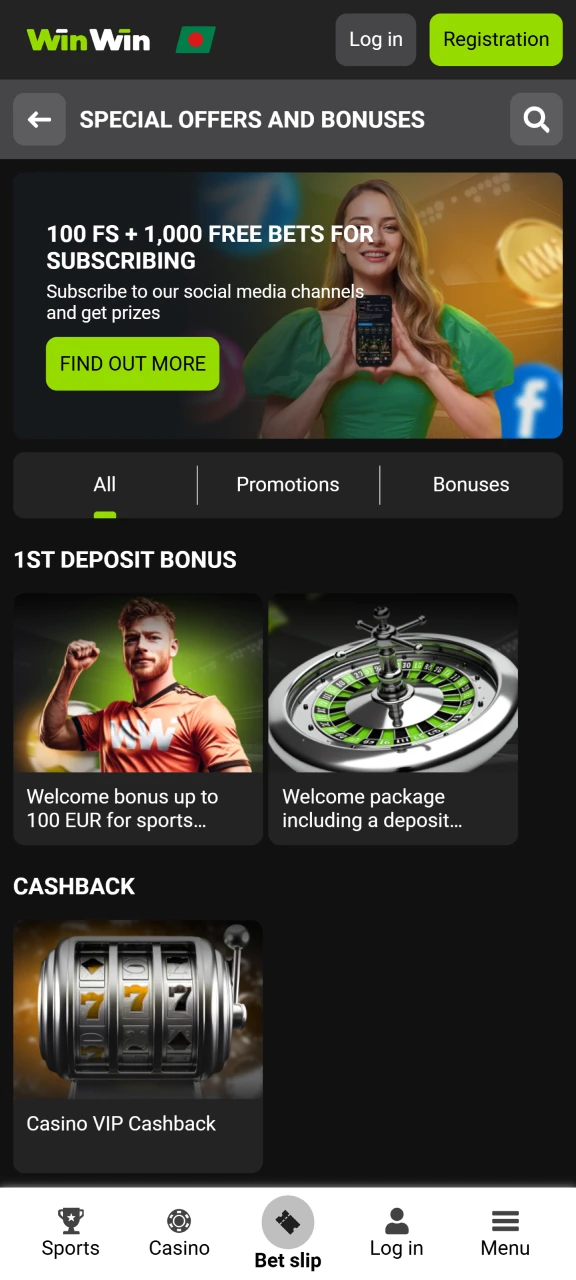 Enjoy all the bonuses offered by the WinWin platform.