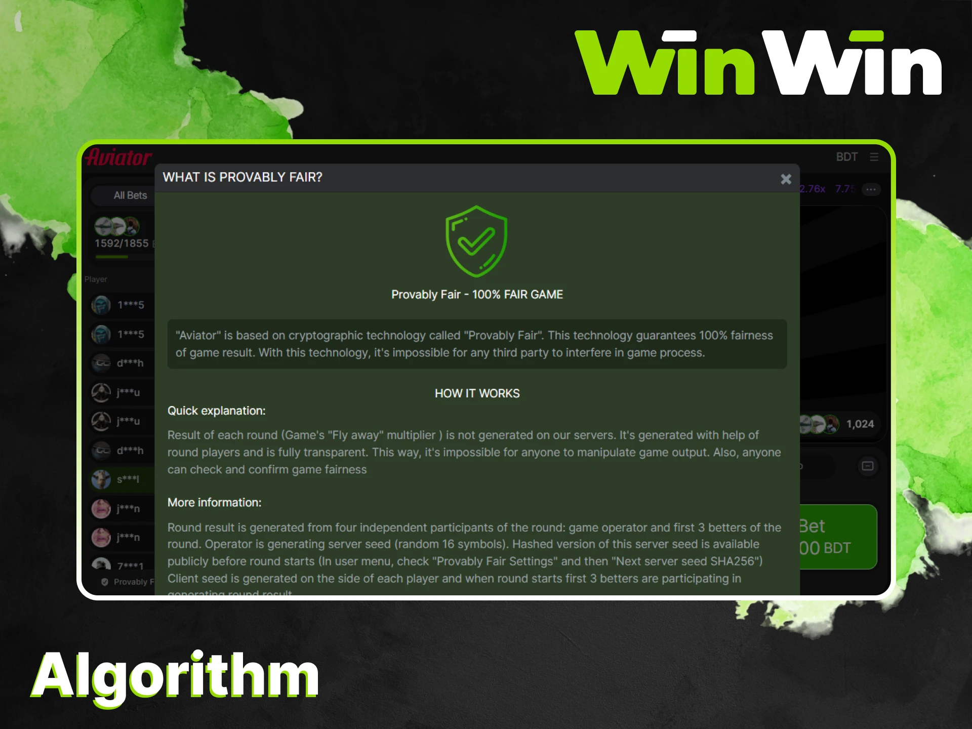 Familiarize yourself with the Aviator game algorithm and its fairness on the WinWin platform.