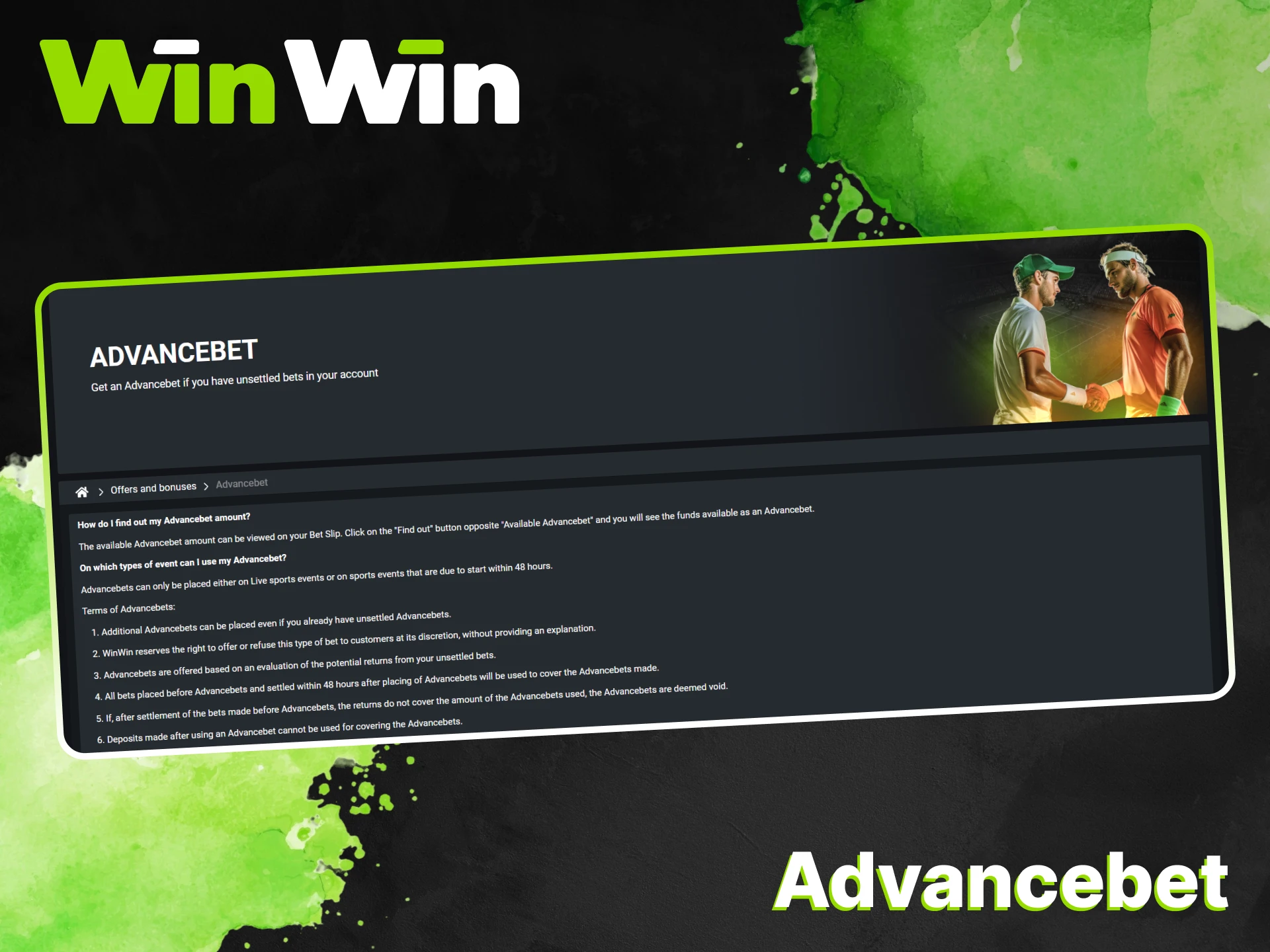 Get the Advancebet bonus on the WinWin website.