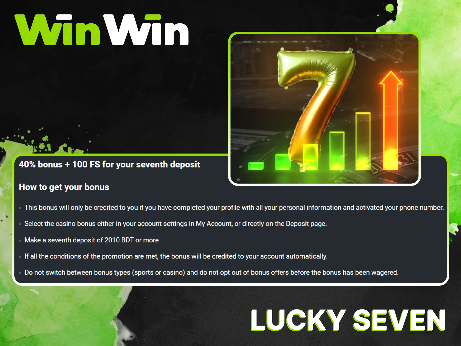 Make seven deposits and get a bonus on the WinWin platform.