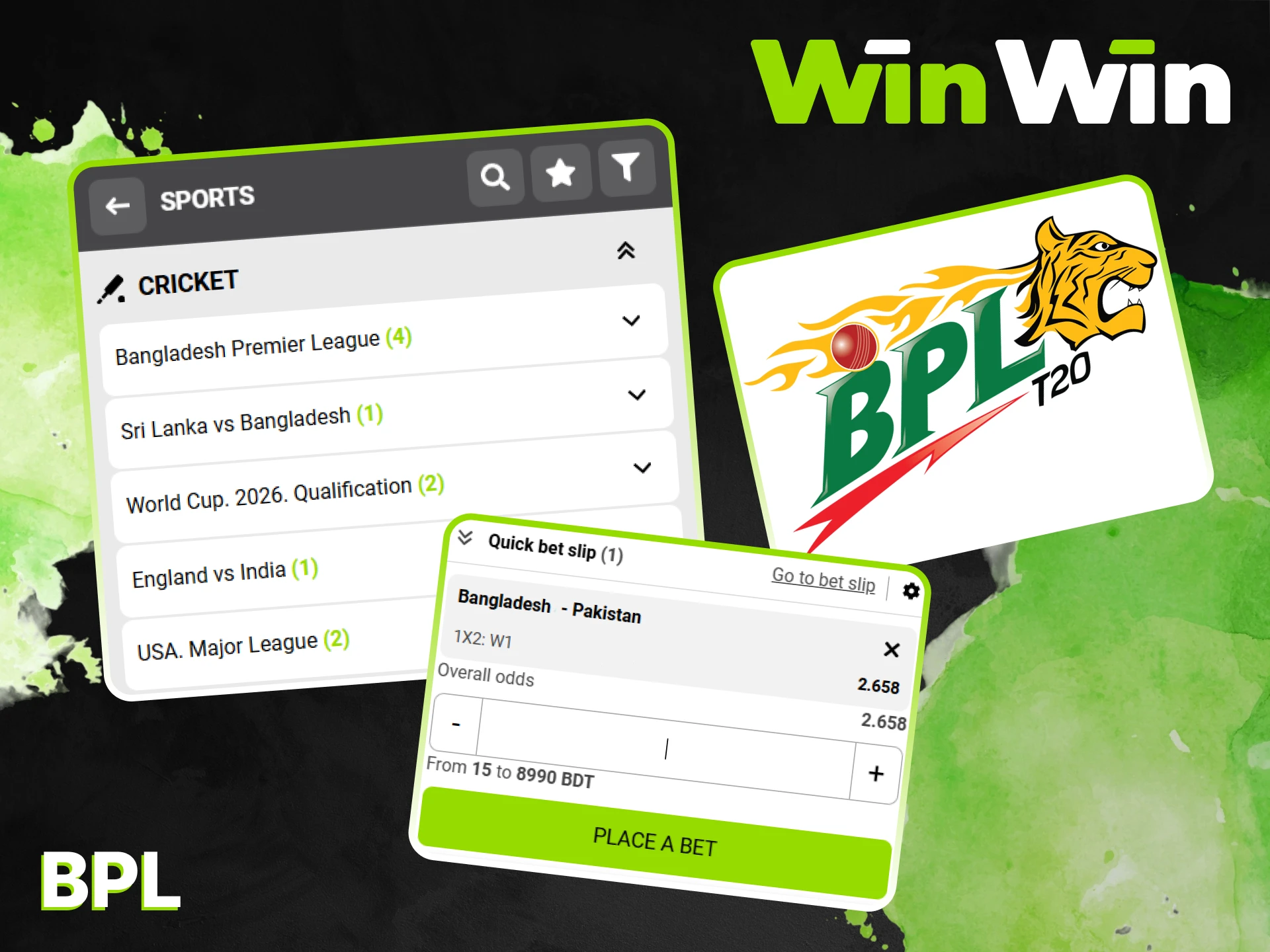 Place your bets on the Bangladesh Premier League on the WinWin platform.