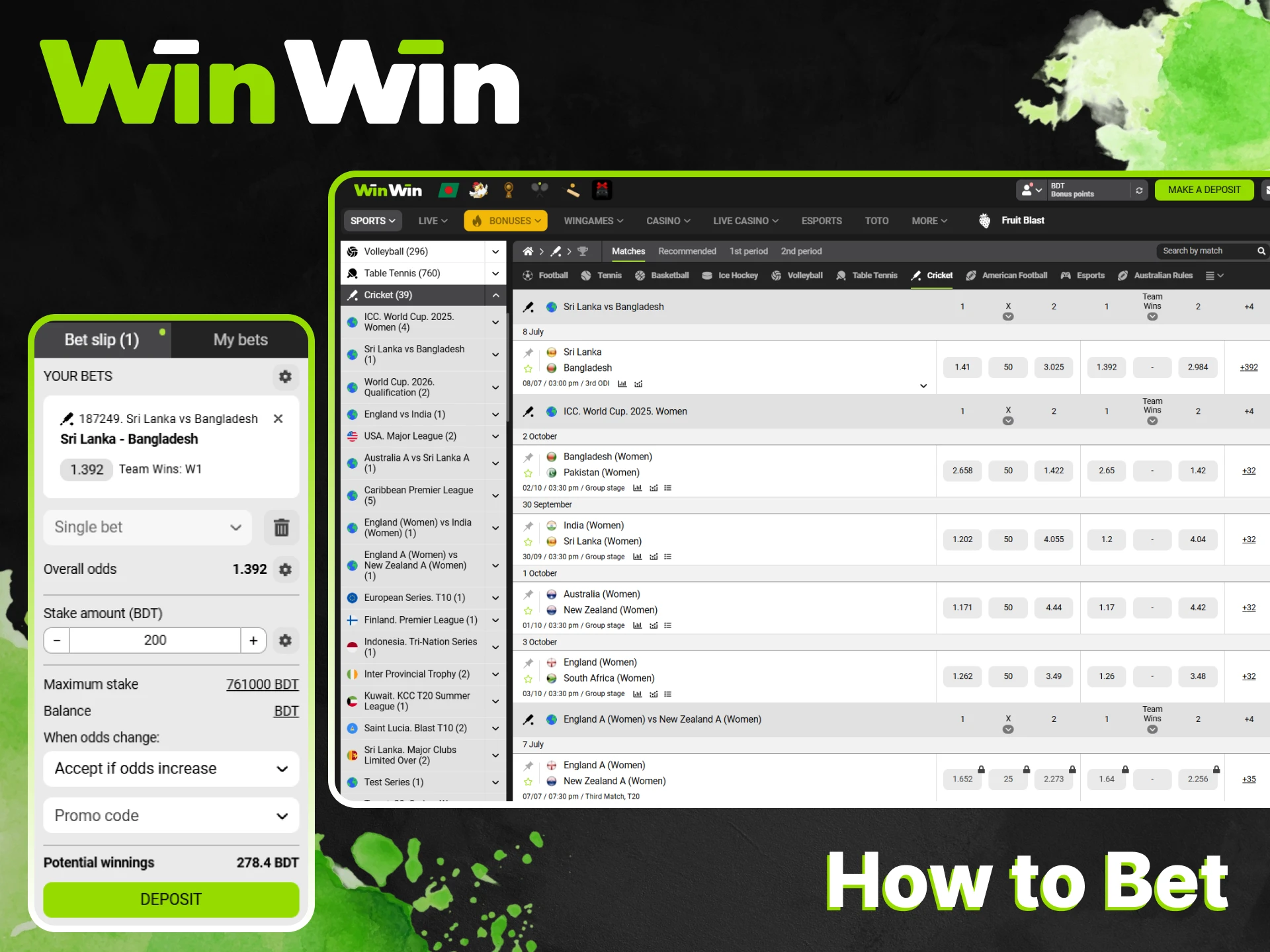 Learn how to bet on cricket matches at WinWin.