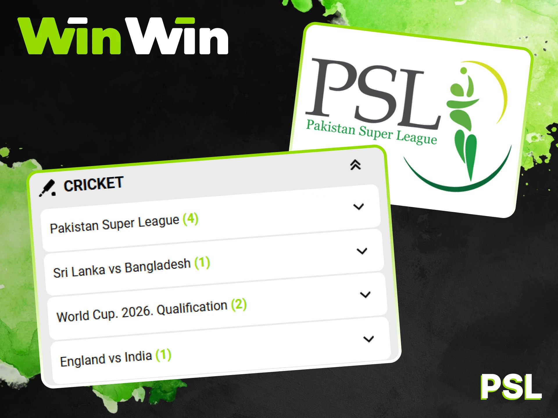 Bookmaker WinWin offers Pakistan Super League for betting.