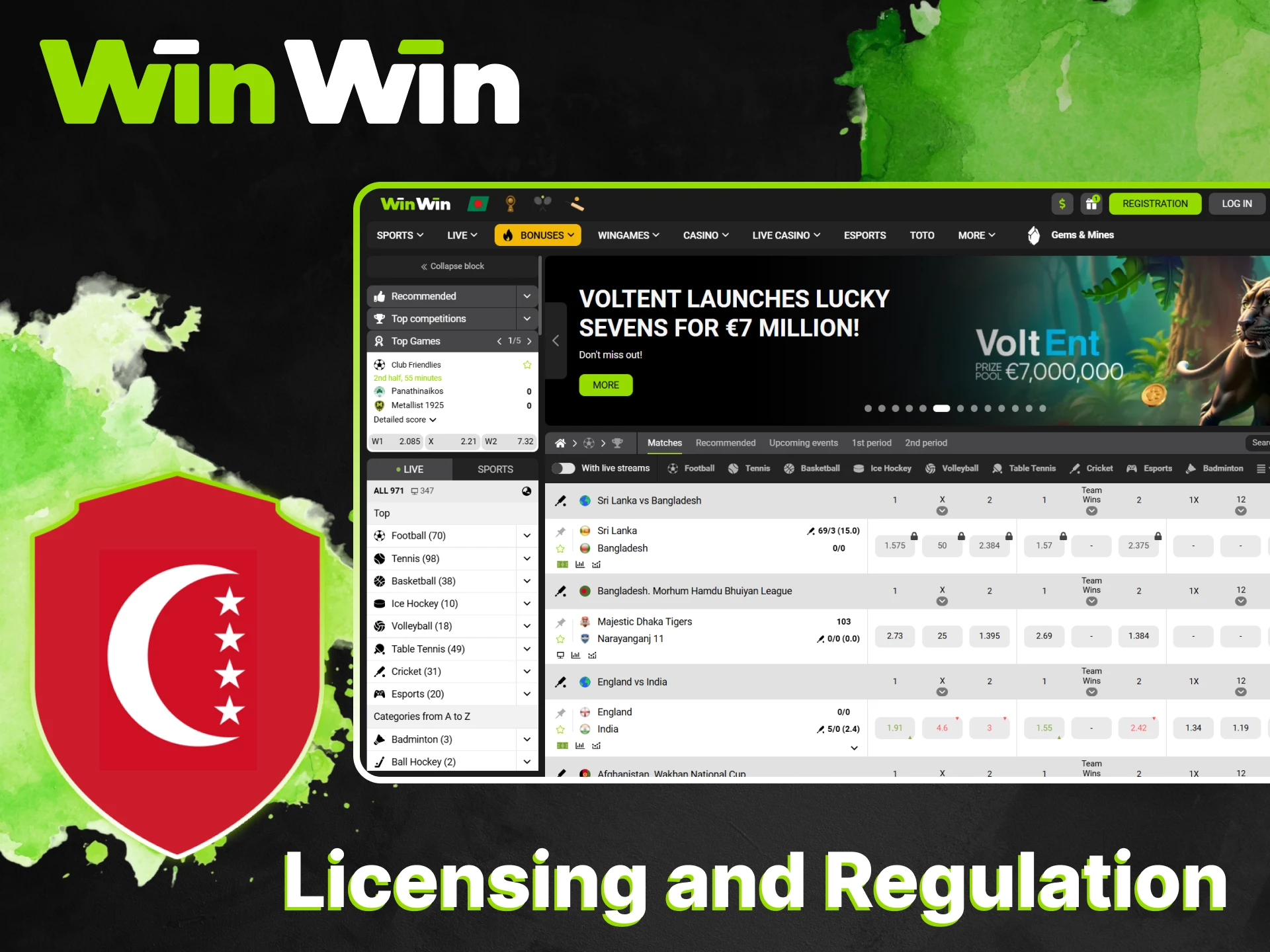 The WinWin website is a licensed and secure betting platform.