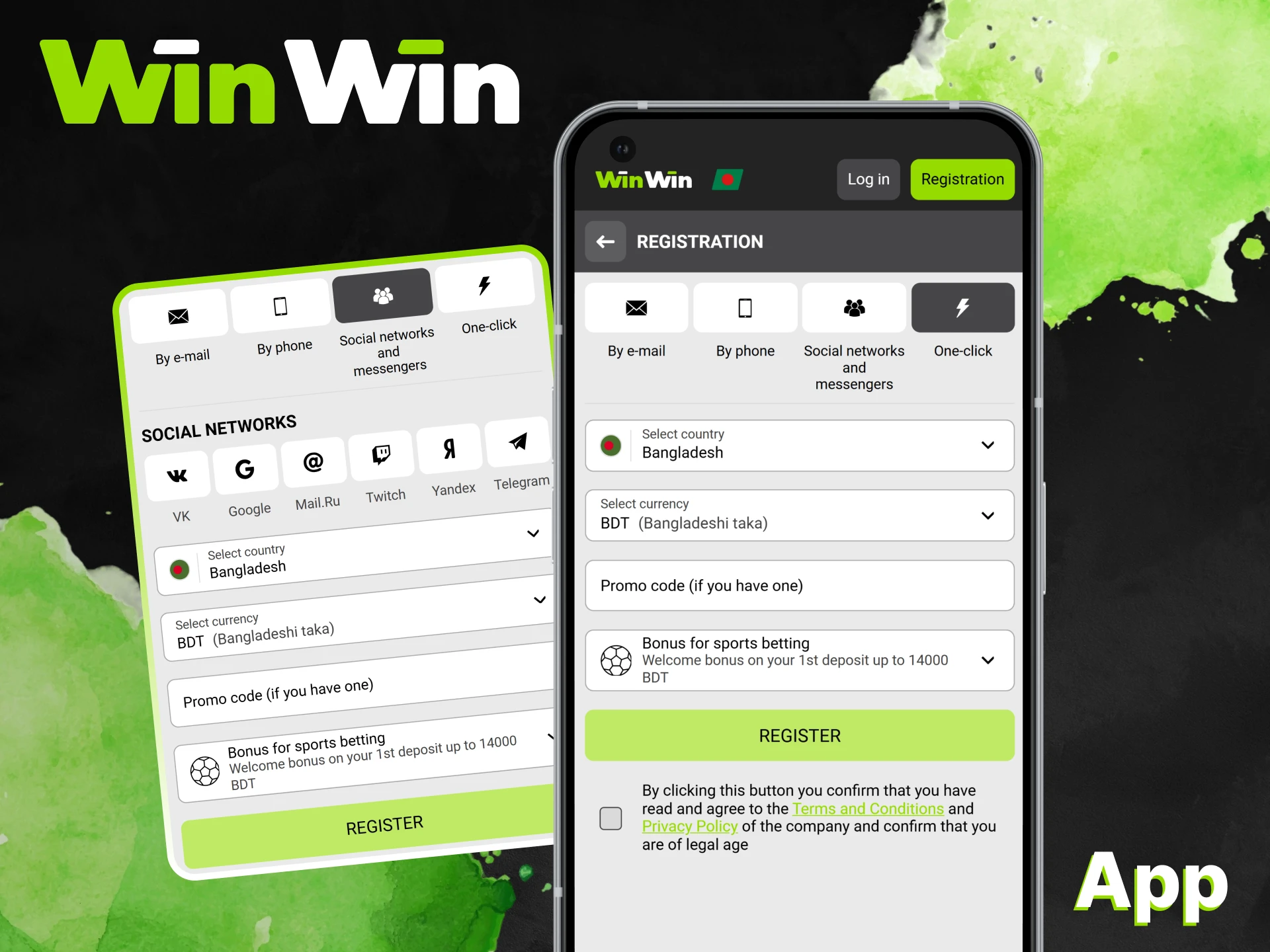 Open the WinWin application and start registration.