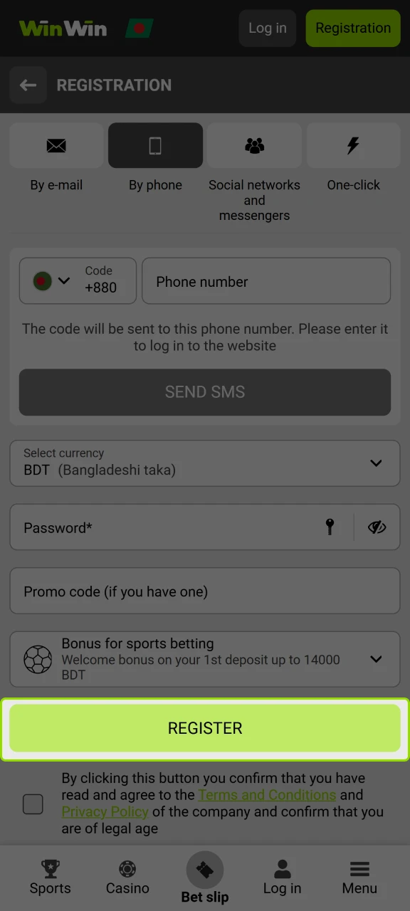 Finish the WinWin registration by clicking the Register button.