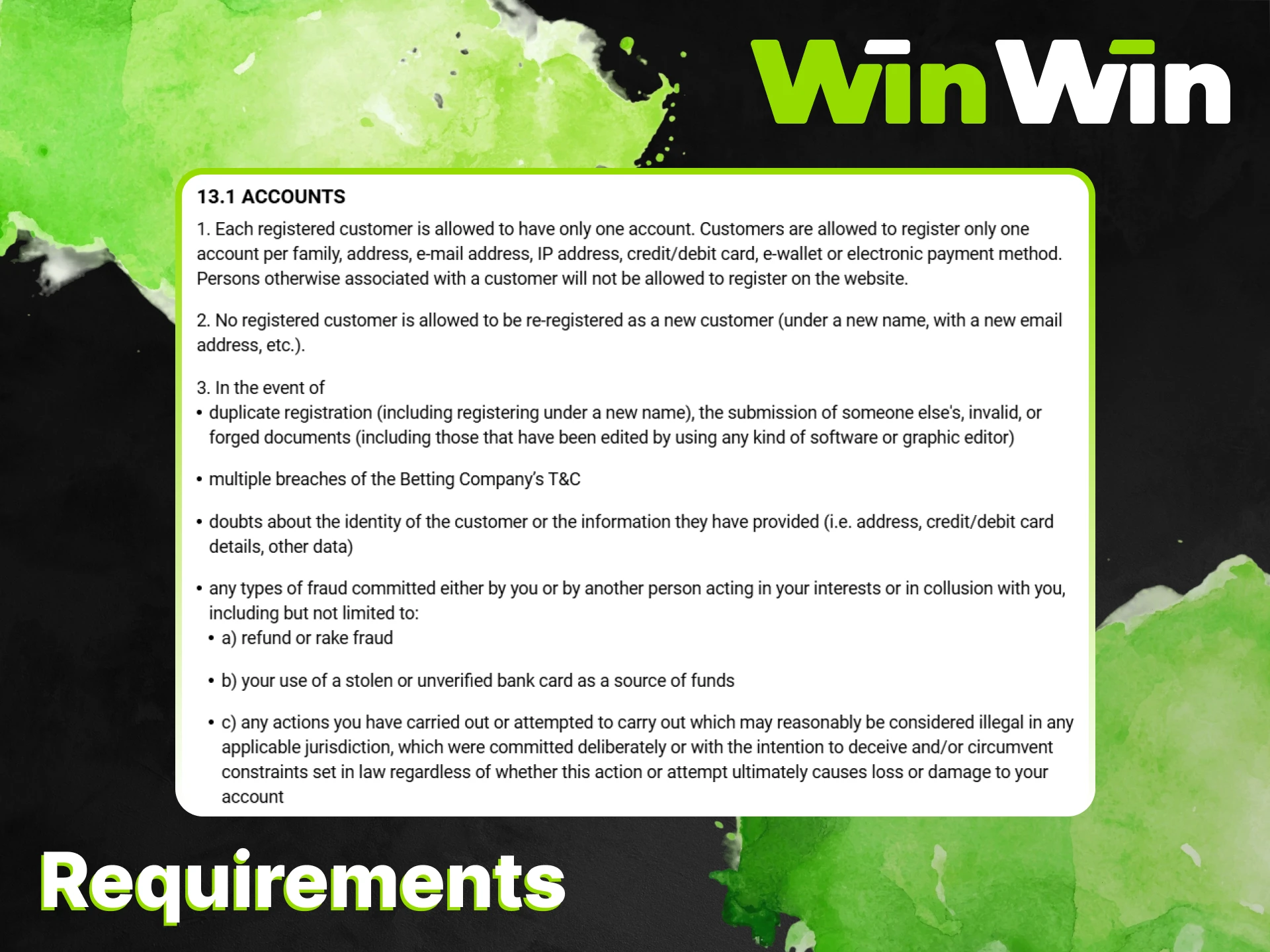 Familiarize yourself with the WinWin registration requirements.